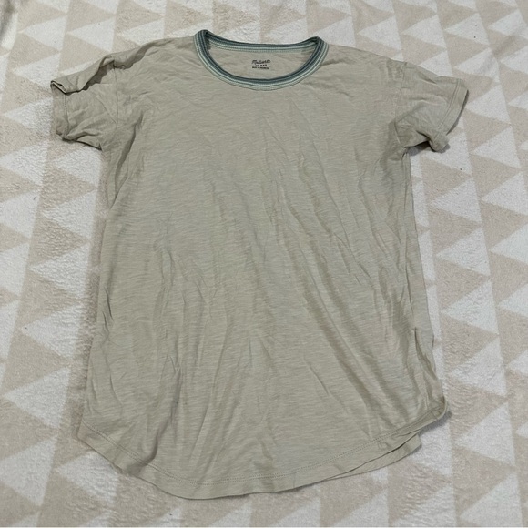 J crew whisper cotton rib crewneck ringer tee sunfaded sage wallow stripes - Picture 6 of 8